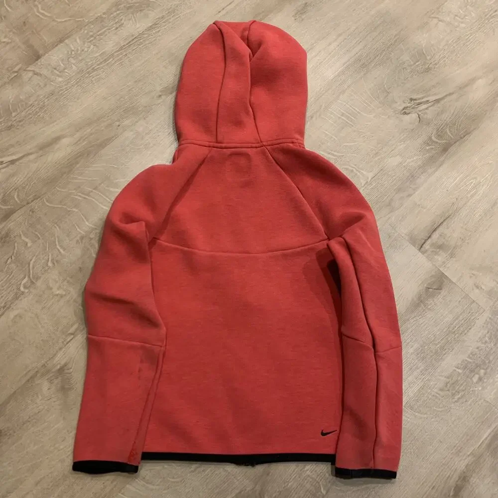 Nike Sportswear Tech Fleece Hoodie Youth Boys Large L Red HV5867-672 Full Zip